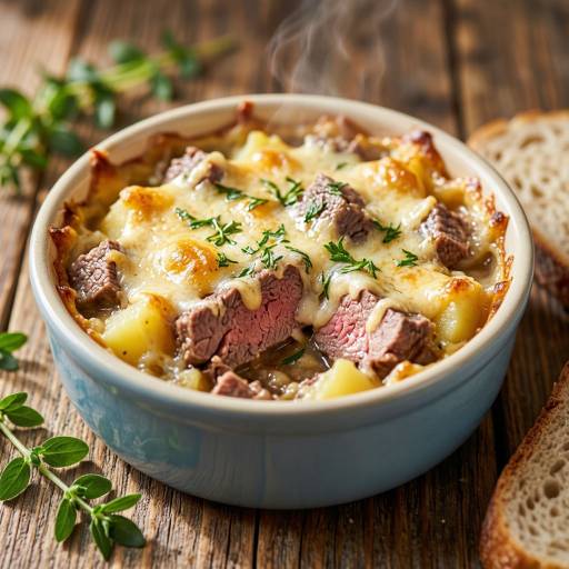 Жюльен с говяжим языком и картофелем